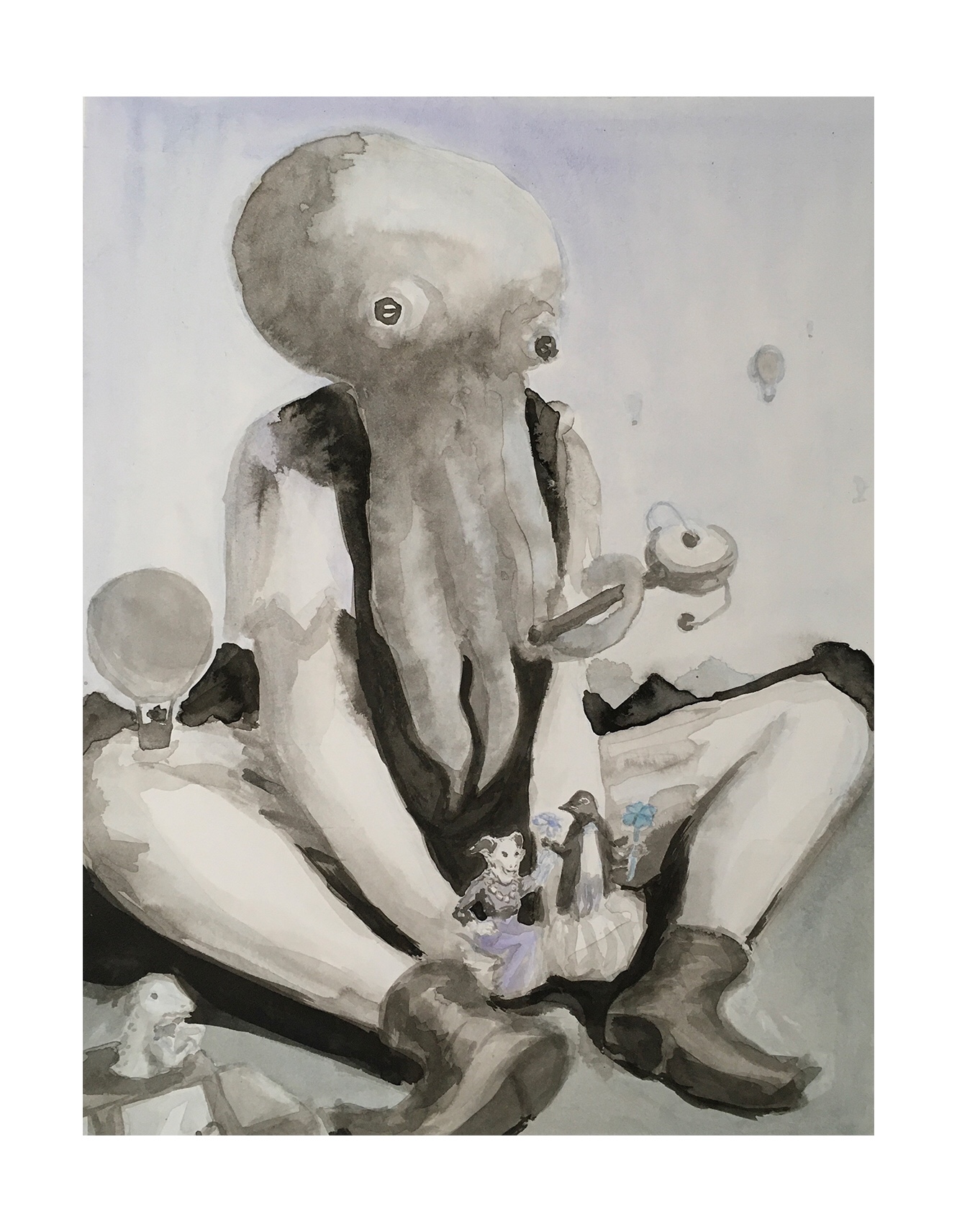 Sweet Dream, ink on illustration board, 15×12 in, 2021