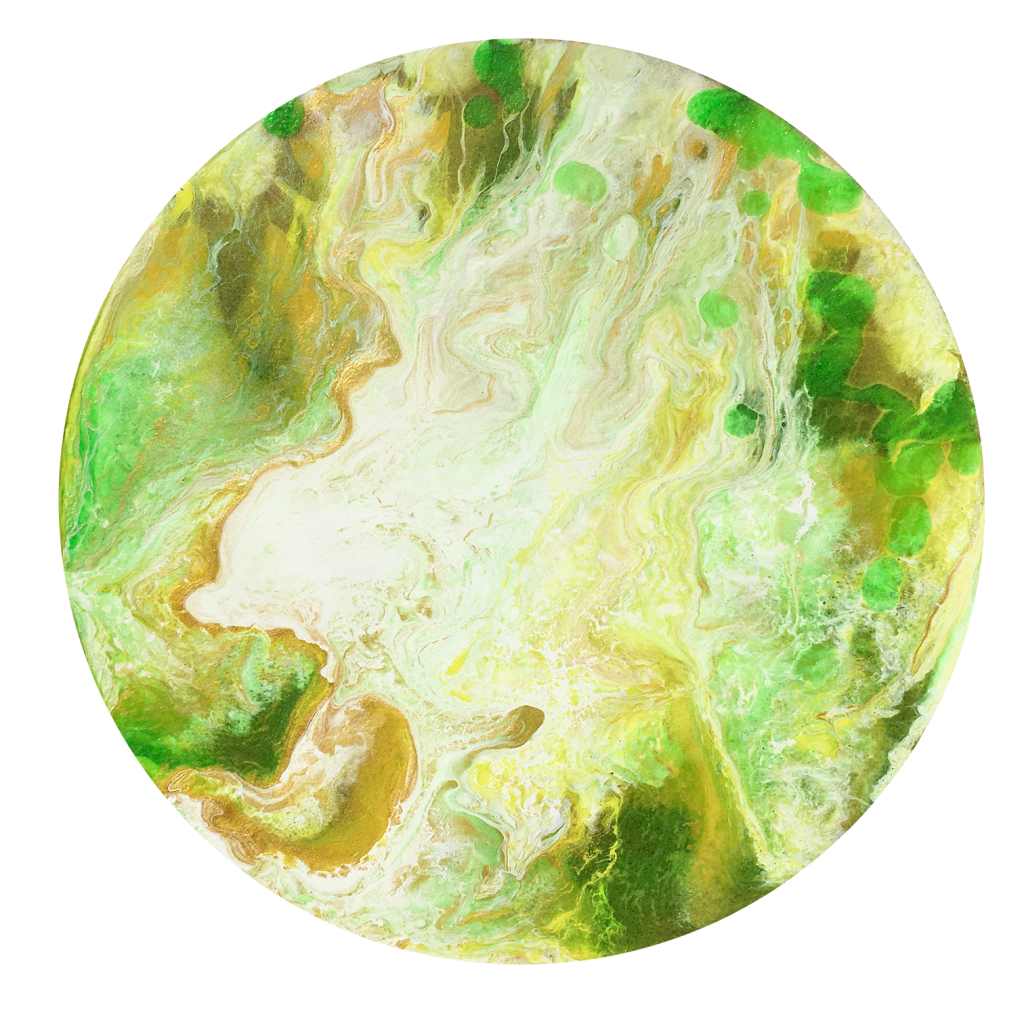 Soar, acrylic pour on wood, 10 × 10 inch, 2023