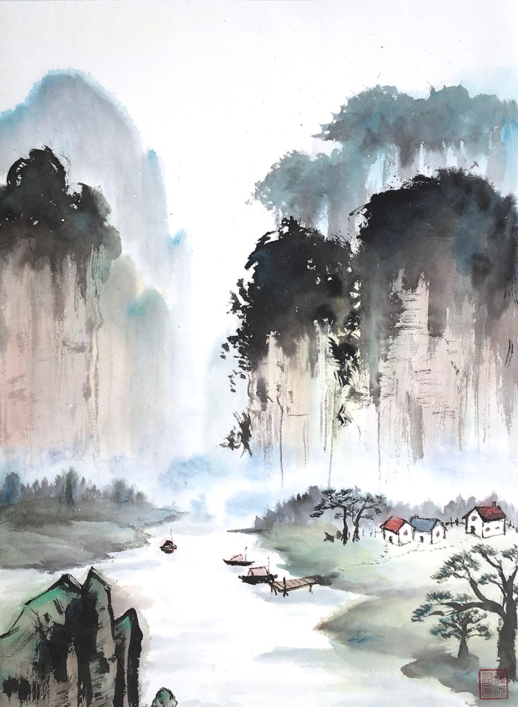 A Faraway Place, ink on paper, 13.5 × 18 inch, 2023